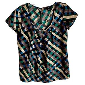 Banana Republic 100% Silk Short Cap Sleeve Blouse Size XS